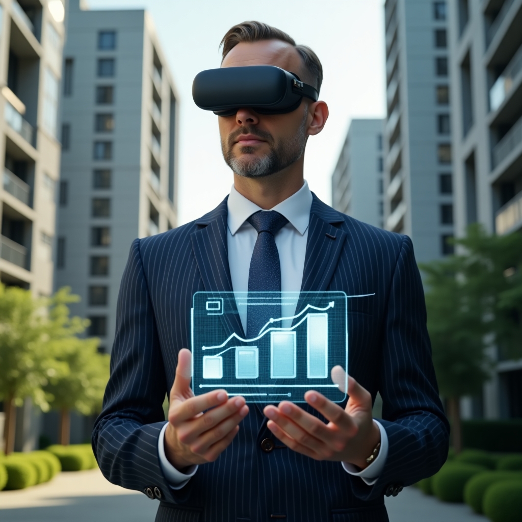 (Ultra-realistic condominium manager in a navy pinstripe suit, set in a modern luxury condominium environment with high-rise buildings and lush green landscaping, reviewing holographic budget charts with a calm, confident expression, floating pie chart and reserve fund icon holograms beside them, cinematic lighting, shallow depth of field, highly detailed textures, realistic skin, photographic realism, 8k resolution --ar 1:1 --v 6)